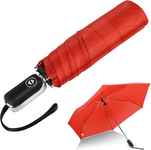 Vista 113 de LEAGERA Paraguas de viaje compacto para bolso, mango plano, impermeable para lluvia ligera