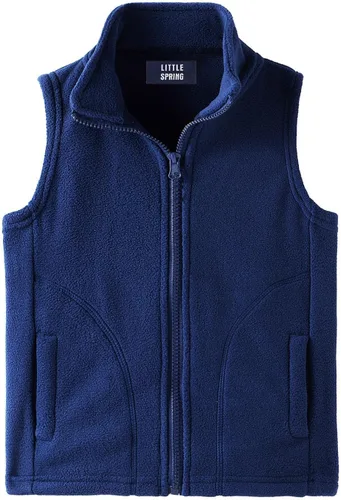 Vista 23 de LittleSpring Boys Girls Fleece Vest Sleeveless Jacket Full-Zip Fall Winter Warm Outerwear Negro