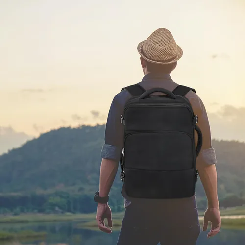 Vista 8 de Mochila de Viaje Snoffic para Mujer, Negro, 17 pulg.