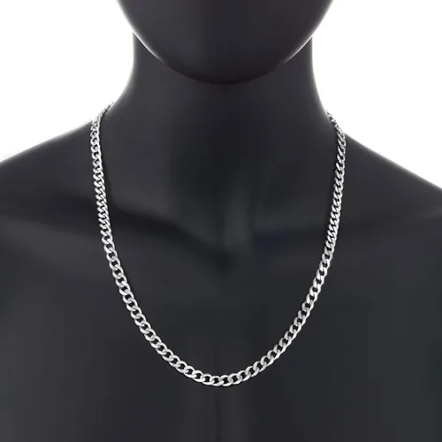 Vista 5 de The Bling Factory Men's 6.5mm Solid .925 Sterling Silver Beveled Curb Chain Necklace