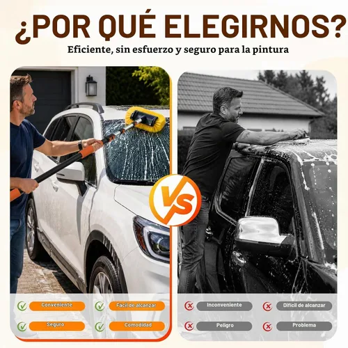 Vista 5 de SISUPASSIE Cepillo de lavado de coche, cepillo telescópico de lavado de coche de 16 pies con mango largo, cepillo de limpieza de coche de cerdas