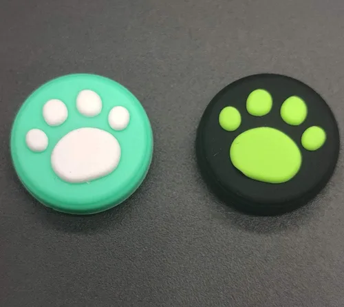Vista 6 de 2 x Controladores analógicos de silicona para Nintendo Switch NS y Switch Lite Joy-Con ThumbStick lindo gato pata garra (combinación verde 2 piezas)