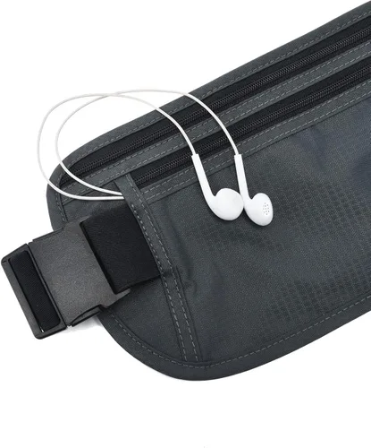 Vista 141 de DAITET Cinturón de dinero, soporte para pasaporte, cartera de viaje oculta segura con bloqueo RFID, riñonera encubierta (negro), Negro, Rfid