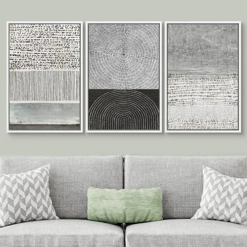Vista 461 de SIGNWIN Lienzo enmarcado para pared, juego de arte neutro de bosque brumoso, ilustraciones en tono tierra, arte moderno, decorativo, bohemio
