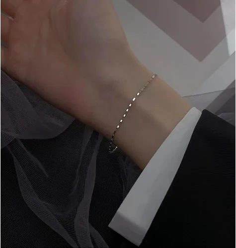 Vista 7 de ERLOSYA Pulseras de plata de ley para mujerdijes de cadena de plata 925 para adolescentes y niñaspulsera de plata ajustable delicada joyería regalo