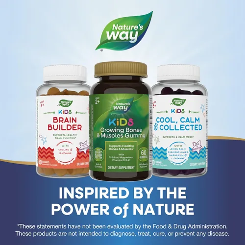 Vista 6 de Gomas de huesos y músculos en crecimiento para niños de Nature's Way, apoya huesos y músculos saludables*, calcio, magnesio, vitaminas D3 y K1