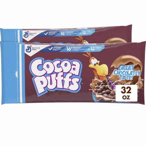 Vista 15 de Cocoa Puffs, Cereal de desayuno con chocolate, hecho con grano entero, 10.4