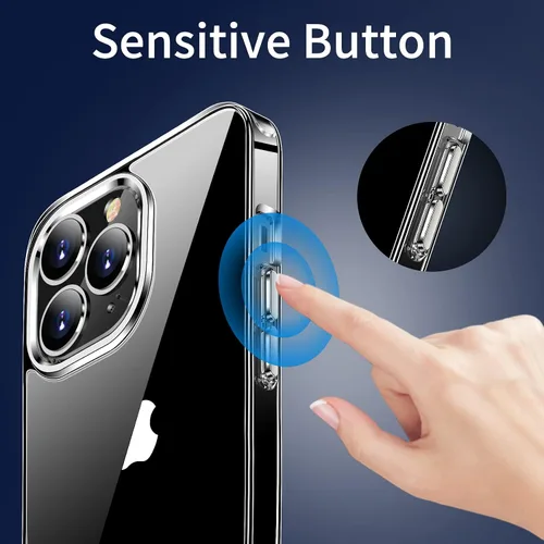 Vista 6 de JJGoo Compatible con iPhone 13 Pro Max, transparente, a prueba de golpes, delgada, antiarañazos, carcasa protectora de policarbonato duro