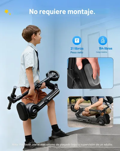 Vista 4 de ECOROAD 2-in-1 Kids Electric Scooter EK8,200W Motor & 9 Miles Range Negro