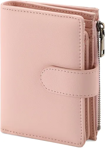 Vista 20 de GAEKEAO Cartera pequeña de cuero vegano con bloqueo RFID plegable para mujer, tarjetero compacto con bolsillo con cremallera y ventana