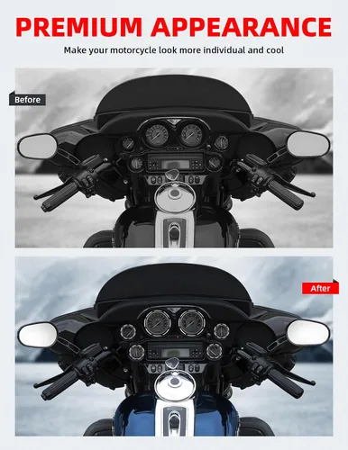 Vista 6 de Amazicha Cubiertas de Biseles de Medidor de Explosión de 2", Cubiertas de Velocímetro Tacómetro de 4", Kit de Moldura de Biseles Compatible