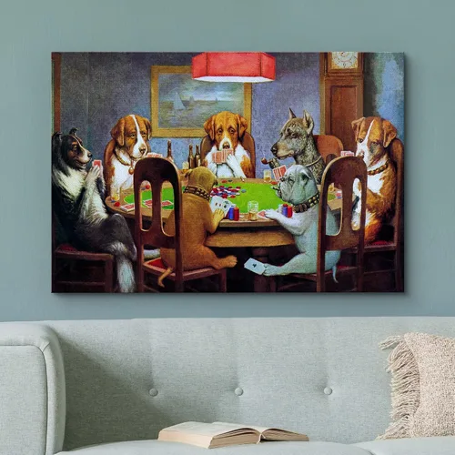 Vista 2 de Cuadro Wall26 de perros jugando al póquer por C. M. Coolidge