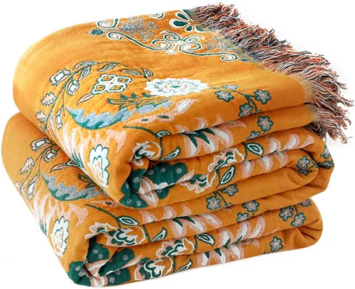 Vista 26 de LUTBM Manta bohemia para sofá de 50 x 60 pulgadas, 100% algodón, suave Animal-pájaro-a
