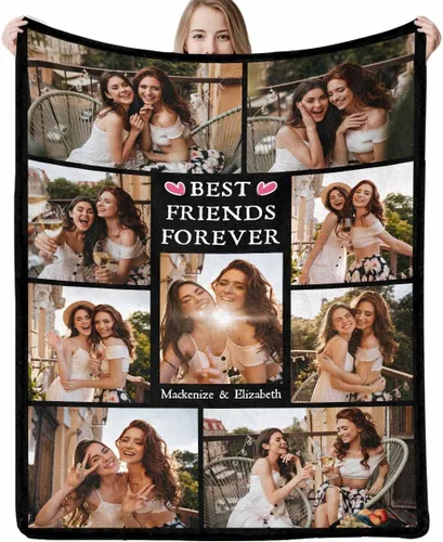 Vista 13 de D-Story Manta con fotos personalizada fabricada en Estados Unidos, regalo de foto conmemorativa personalizada para parejas, acogedora y cálida