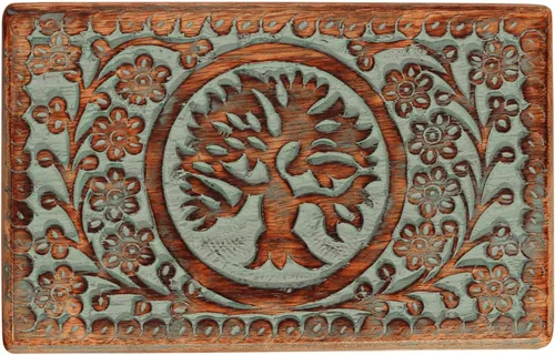 Vista 2 de ETROVES Regalos para ella - Caja de madera de árbol de la vida de 8 pulgadas - Organizador de almacenamiento de joyería de recuerdo de madera - Caja