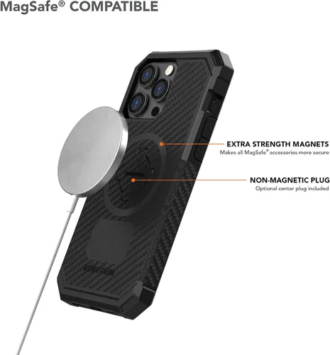 Vista 5 de Rokform - Funda resistente compatible con iPhone 14 Pro Max con doble imán y MagSafe + kit de 2 protectores de pantalla (transparente)
