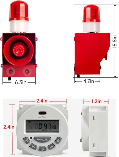 Vista 8 de Y DIANS Sirena de alarma temporizada al aire libre 130dB cuerno 45W emergencia impermeable seguridad industrial sirena luz con temporizador