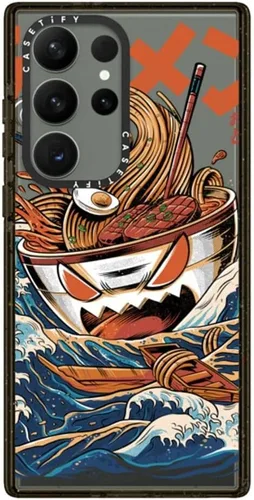 Vista 18 de CASETiFY Funda de impacto para Galaxy S22+ - Adhesivo Aries Moross, color negro transparente