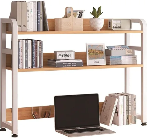 Vista 8 de Hutch Display Shelf 2 Layers Small Desktop Bookshelf, Expandable Desk Organizer Shelf, Multipurpose Countertop Hutch Bookshelf, for Bedroom/Office