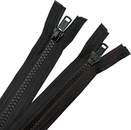 Vista 5 de AMORNPHAN 2 cremalleras moldeadas inferiores de 12 pulgadas, color negro #5, dientes de plástico, cierre a granel, resistente para coser, abrigos