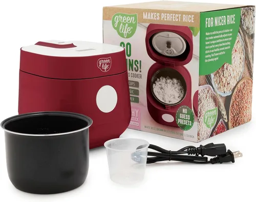 Vista 12 de GreenLife Arrocera digital, 2 tazas sin cocinar/4 tazas cocidas, olla de cerámica antiadherente extraíble sin PFAS, preajustes de un solo toque
