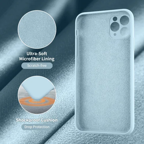 Vista 6 de Cordking Funda diseñada para iPhone 11 Pro Max, funda de silicona ultra delgada a prueba de golpes con forro de microfibra suave antiarañazos