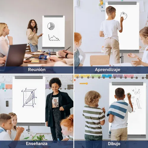 Vista 7 de TSJ OFFICE Rolling Whiteboard Standing - 40 x 26 Inches Mobile White Board Gris