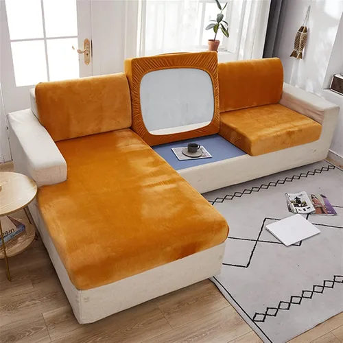 Vista 10 de MIPOPS Fundas de cojín de terciopelo elástico para sofá, diván Longue para sala de estar, sillón de esquina, sofá
