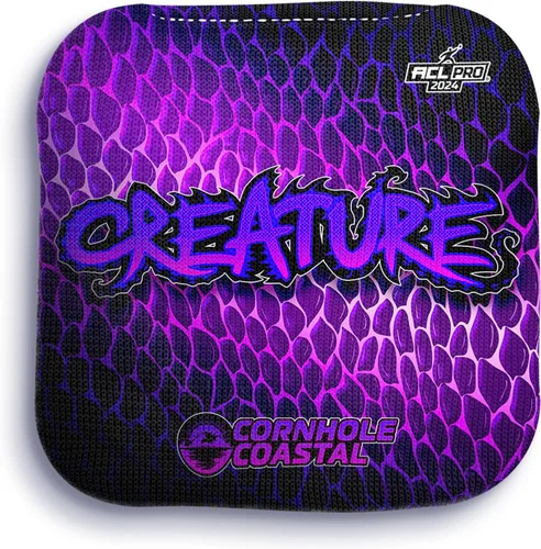 Vista 5 de Juego de 4 bolsas de maíz profesionales reguladoras para juegos de lanzamiento de cornhole, para todos los niveles de habilidad (criatura)