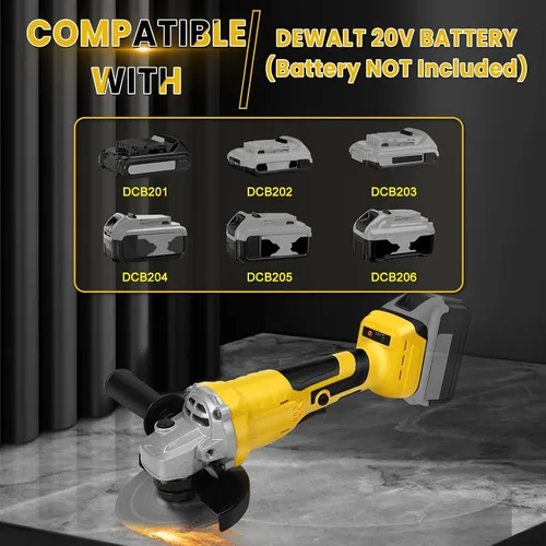 Vista 5 de Amoladora angular inalámbrica para batería Dewalt de 20 V máximo, amoladora sin escobillas de 10000 rpm, herramientas eléctricas con muelas y mango