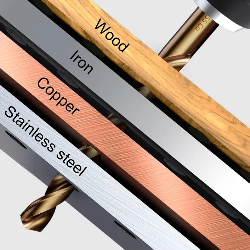 Vista 4 de Broca de cobalto de 1/8 pulgadas M35 HSS Brocas helicoidales Jobber Longitud Broca de acero para metal duro y acero inoxidable, paquete de 10