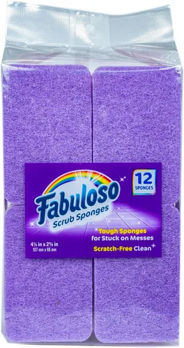 Vista 14 de Esponjas Fabuloso, Púrpura - Limpiador sin arañazos para platos y superficies - Esponja para lavar platos para una experiencia de limpieza audaz