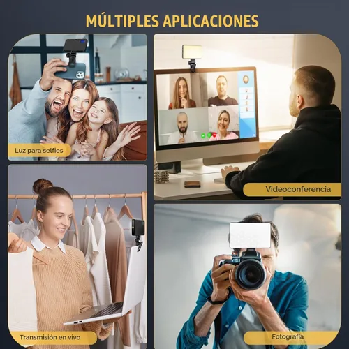 Vista 4 de MACTREM 168 luces LED para selfie para iPhone, clip de luz portátil para teléfono, 3000 mAh, 3 modos de iluminación recargable Alix Earle
