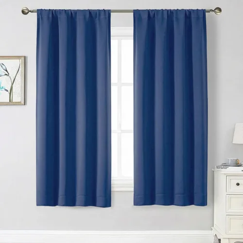 Vista 209 de Cortinas opacas para dormitorio, sala de estar, juego de 2 paneles de 54 pulgadas de largo, cortinas de oscurecimiento de habitación con aislamiento