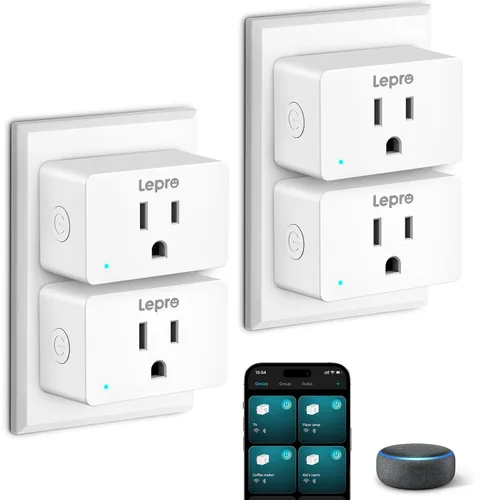 Vista 10 de Lepro Enchufe inteligente P1 Mini 15A, enchufes de salida WiFi compatibles con Alexa y Google Assistant, control de voz/aplicación, temporizador