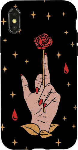 Vista 4 de Funda estética de Tarot con diseño de rosa mágica y estrellas para iPhone 15