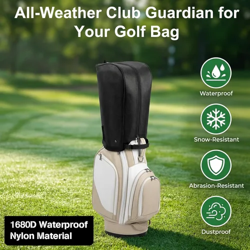 Vista 7 de Funda impermeable para bolsa de golf, impermeable, de nailon, a prueba de polvo, universal, a prueba de polvo, protector de club con capa de lluvia