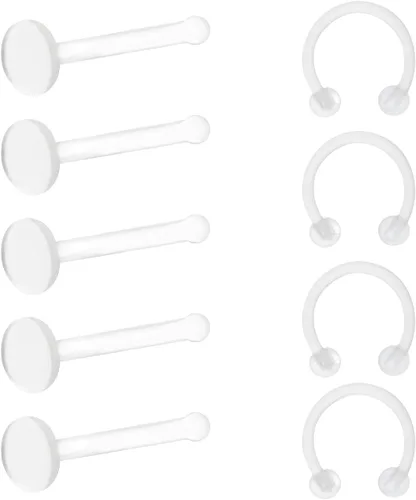 Vista 11 de Satix Retenedores de piercing transparentes de estilo mixto para cirugía de trabajo, retenedor de aretes transparente Bioflex, retenedor de anillos