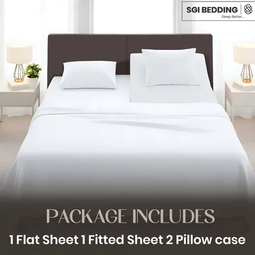 Vista 2 de SGI bedding Juego de sábanas de microfibra ajustable de 28 pulgadas con parte superior flexible de cabeza dividida, ultra suave, refrescante