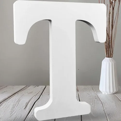 Vista 29 de AOCEAN Letras de madera grandes blancas de 12 pulgadas, letras de madera sin terminar para decoración de pared, letras decorativas de pie