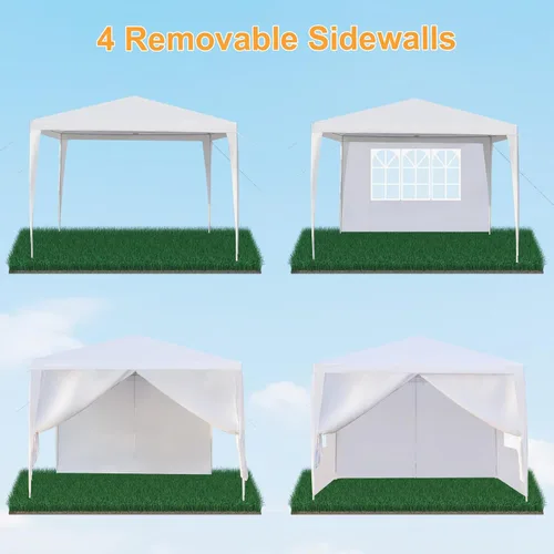 Vista 2 de Outvita Gazebo para exteriores, toldo blanco con paredes laterales, tienda de campaña para fiesta de boda con bloqueo UV para fiestas, refugio