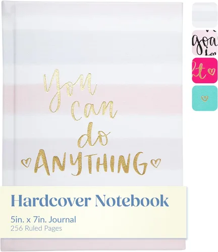 Vista 9 de WORLD TRAVELER Cuaderno inspirador de tapa dura, diario de citas para mujer, cuaderno plano de piel sintética "The Future is Bright", colección