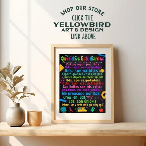 Vista 4 de Decoraciones para el aula, carteles motivacionales para niños latinos españoles en español, arte de pared para aula, suministros para profesores