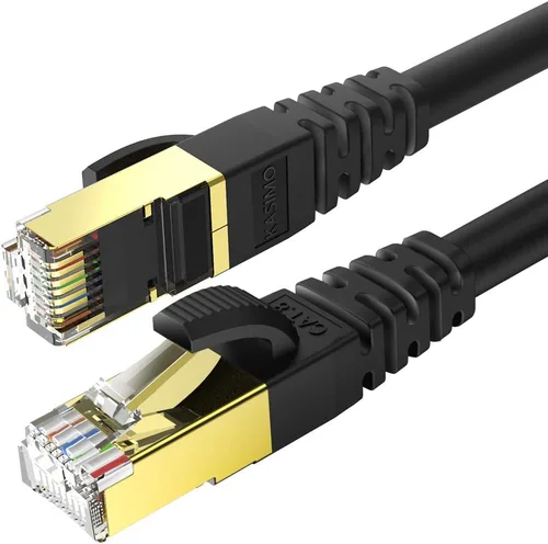 Vista 11 de KASIMO Cable Ethernet Cat 8 de 5 pies, cable LAN de red Cat8 de alta velocidad de 40 Gbps con conector RJ45 chapado en oro cable blindado SFTP