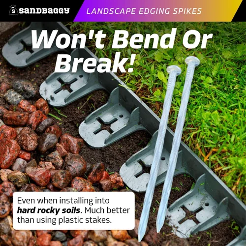Vista 4 de Sandbaggy Estacas galvanizadas de 6 pulgadas para bordes de paisaje, clavos de paisaje en espiral, acero de calibre 7, ideales para suelos rocosos