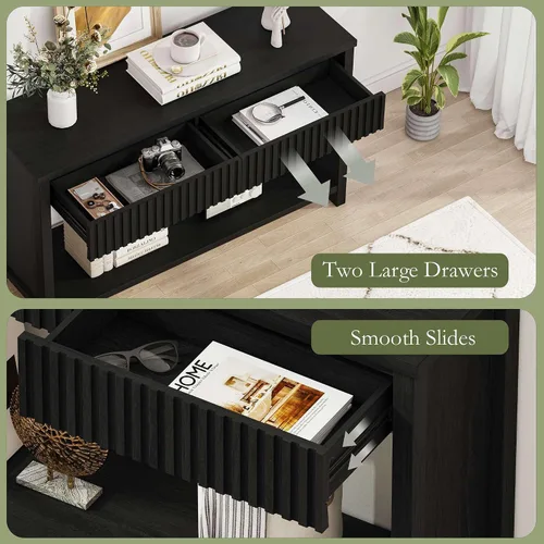 Vista 3 de BON AUGURE Mesa consola de madera para entrada, mesa de entrada de 47 pulgadas con almacenamiento, mesas de sofá estrechas con cajones, modernas