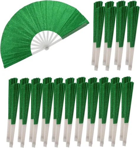 Vista 13 de 10 ventiladores plegables grandes de mano para hombres y mujeres, abanicos decorativos plegables, accesorios rave, utilizado para bailes, fiestas