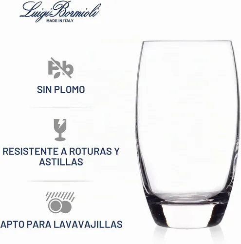 Vista 3 de Luigi Bormioli Crescendo Vasos Highball - Juego de 4 vasos altos de cristal sin plomo de 20 onzas con base gruesa, bordes cortados con láser