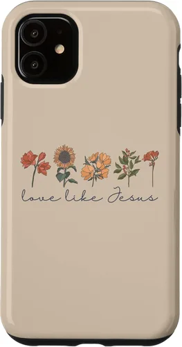 Vista 8 de Love Like Jesus - Carcasa para iPhone 17, diseño de flores y texto bíblico, religioso