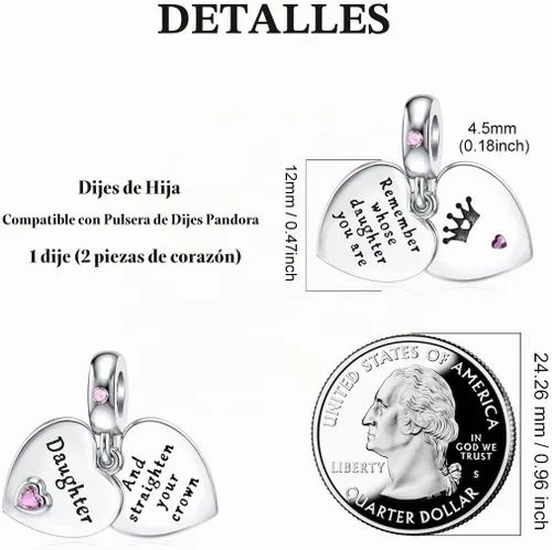 Vista 5 de Abalorios Dalaran de plata de ley 925 para madre, hija y hermana, colgante de cuentas para collar o pulsera de amuletos